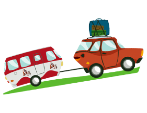 a car towing a caravan 